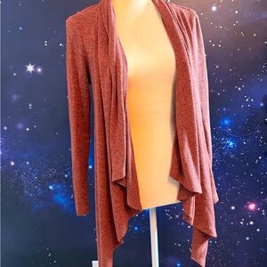 Bobeau Draped Open Front Cardigan - Rust